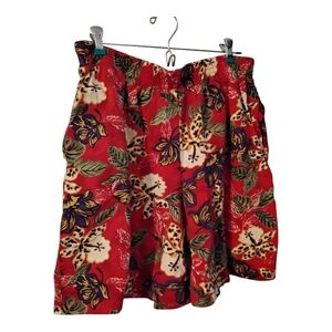 Capacity Knits Shorts, Red, Floral Print, Women's Size Large, Cotton, Pre-owned